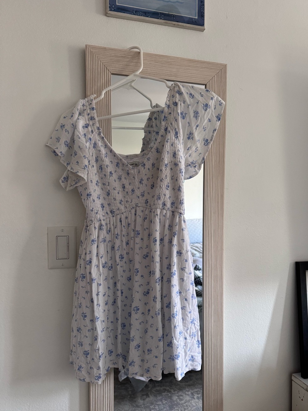 Hollister White Mini Dress with Blue Floral Print